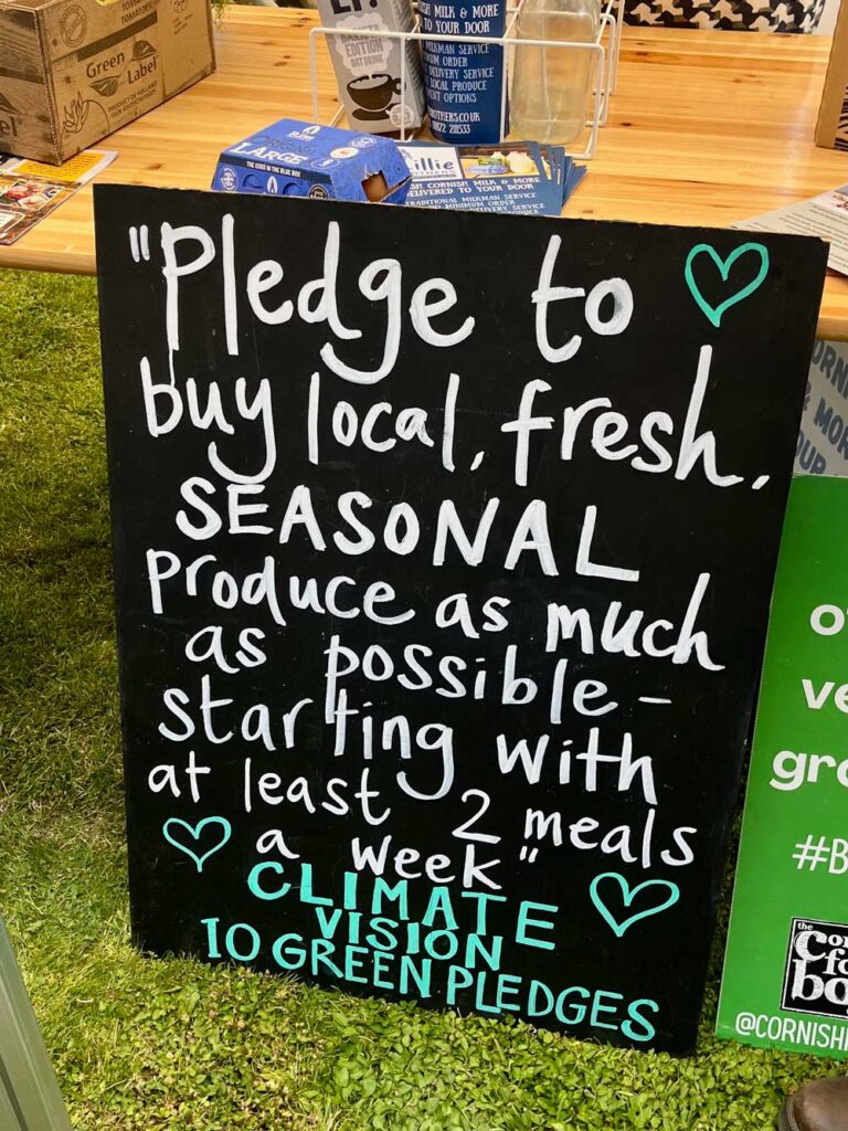 Buy local pledge promoting fresh seasonal produce and sustainable choices in Cornwall