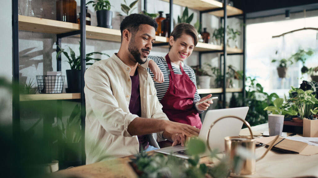Business owner reviewing a confirmation statement and company records