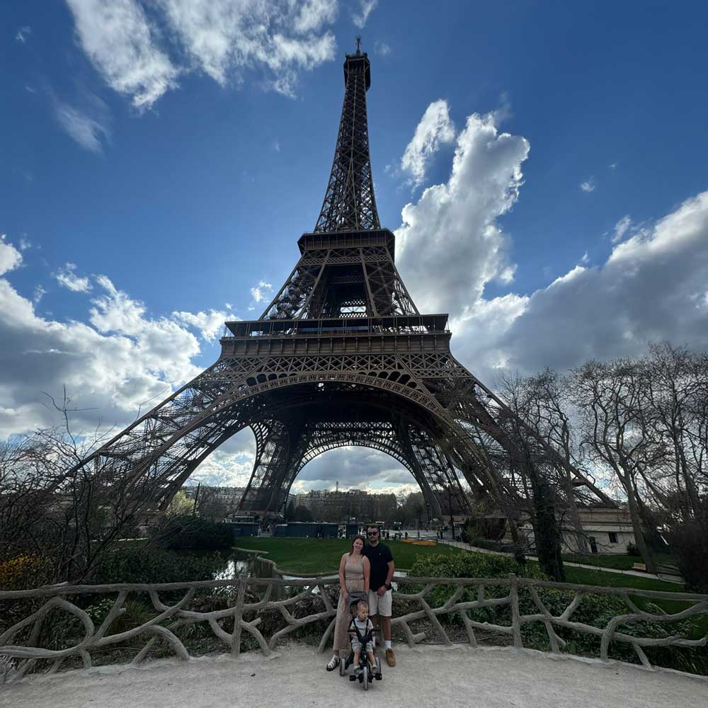 Sophie Clinton is a Client Manager at Harland Accountants. Here she is in Paris with her family standing by the Eifel Tower.